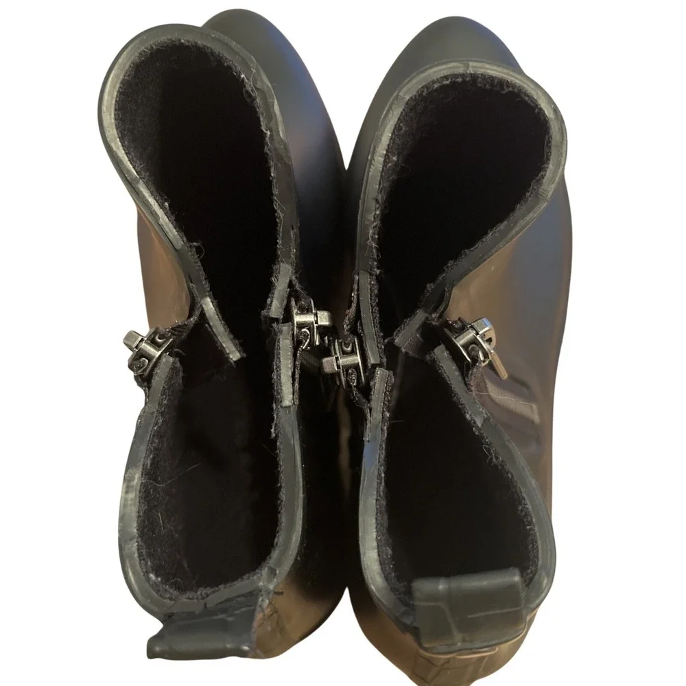 Lucky Brand Baselrain Black Rubber Waterproof Zip Ankle Boots Women‎ Size 8M